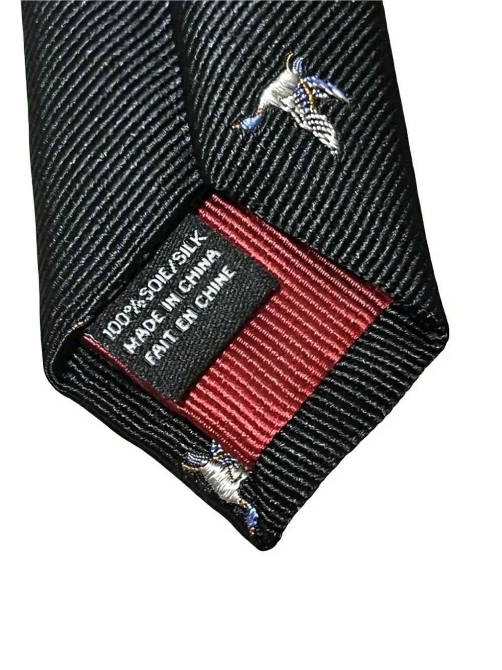 Black SILK Duck Tie - Black tie with birds in flight 100 silk tie - Tommy-